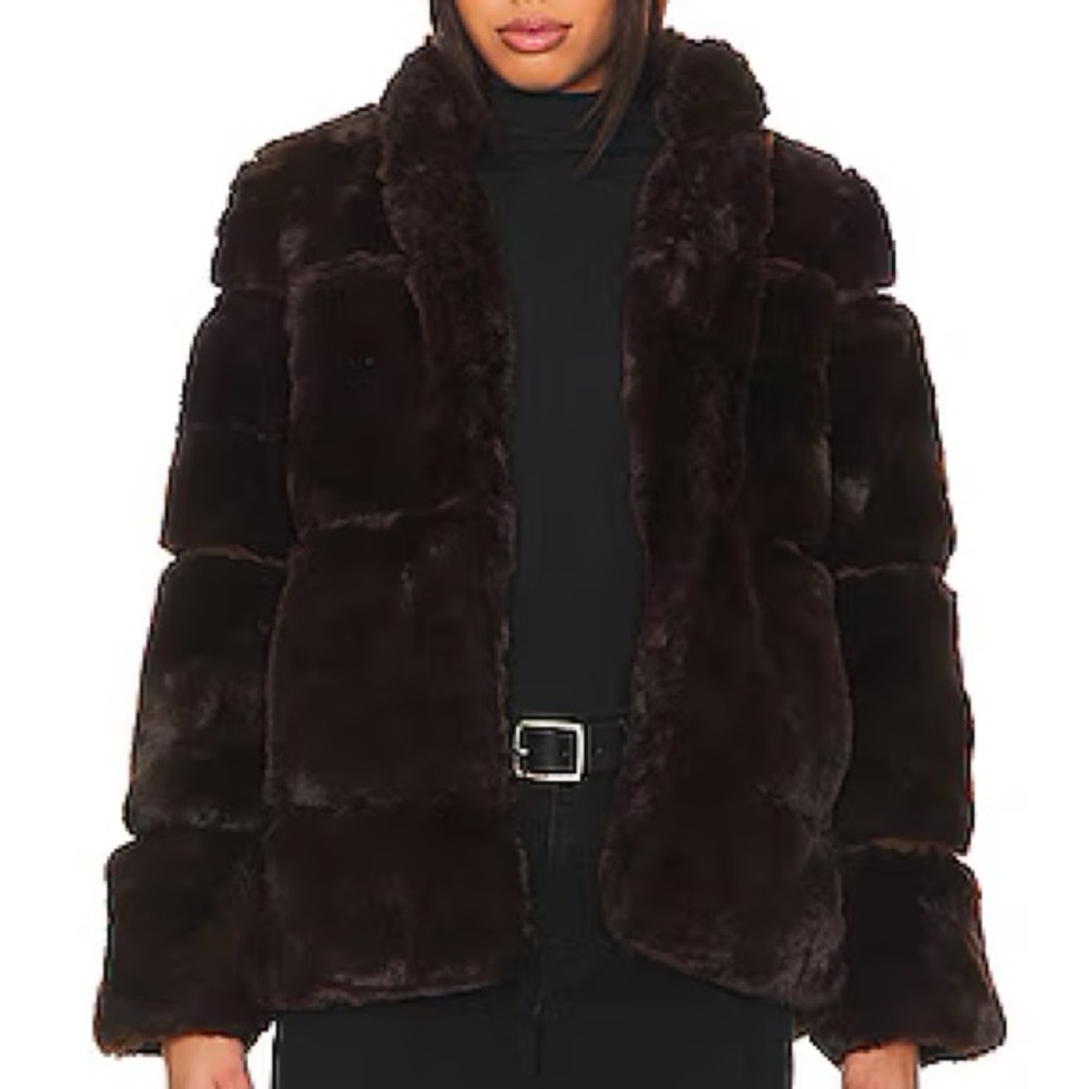 Apparis Dark Brown Teddy Jacket Small New Espresso Skylar Faux Fur